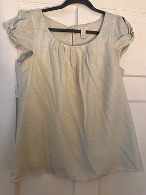 J. Crew Pale Mint cotton/silk Scoop Neck Blouse-vintage